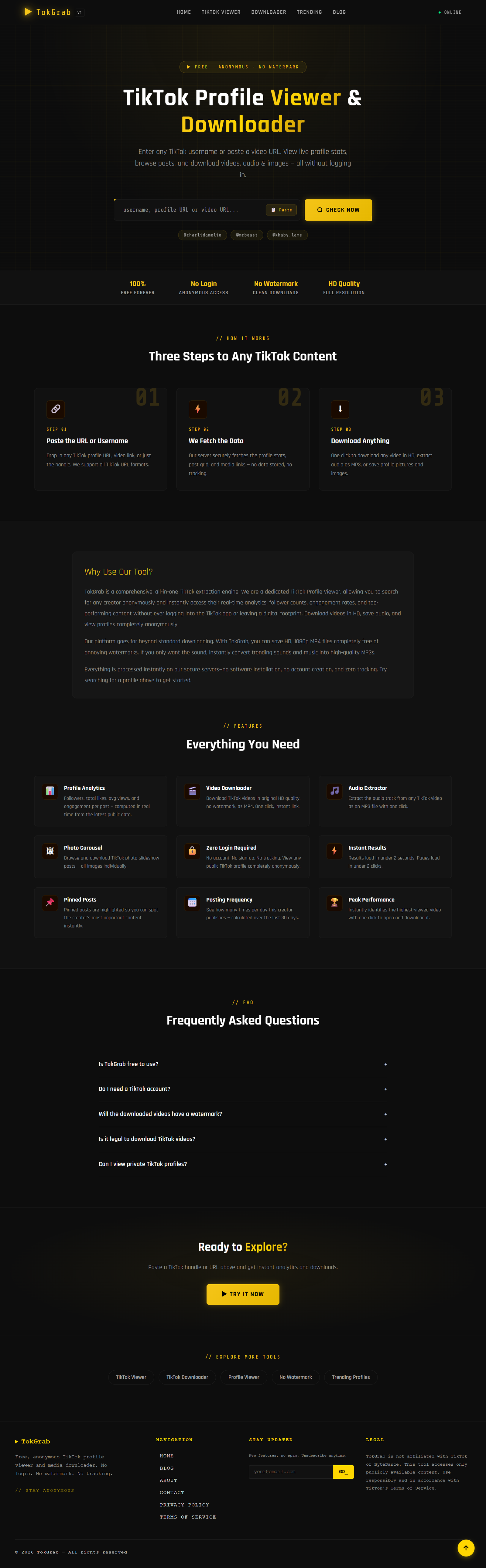 TokGrab homepage